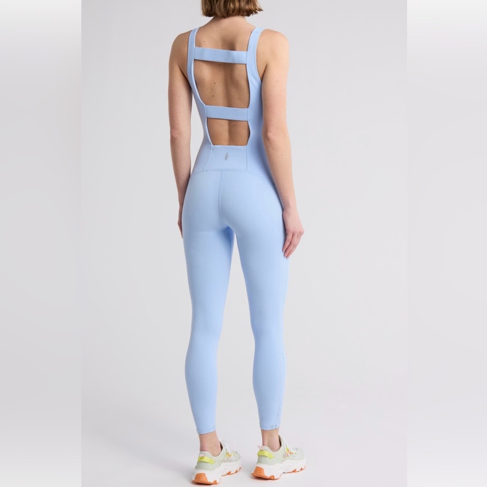 Free People FP Movement Never Better Strappy Back
Jumpsuit Light Blue Small new